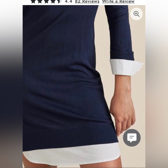 Adorable Venus v-neck layered sweater dress. Navy/white. NWOT. Large. - Picture 8 of 11